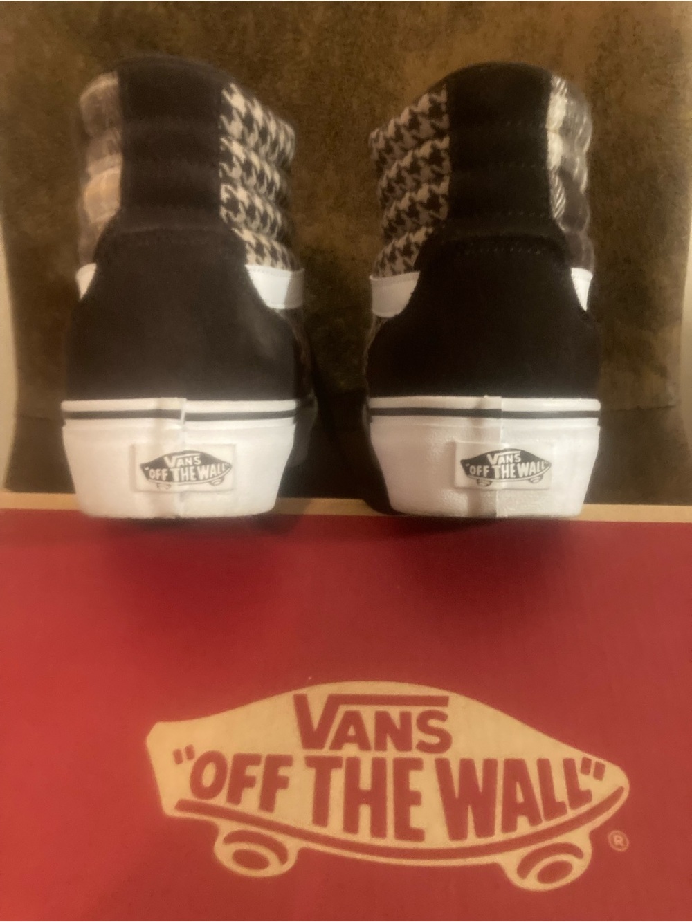 Vans Filmore Hi Platform Brown White High-Top Sneakers Houndstooth and Plaid